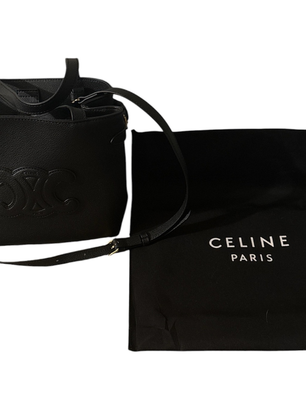 Inspired Black Pebbled Leather Shoulder Bag with Emblem